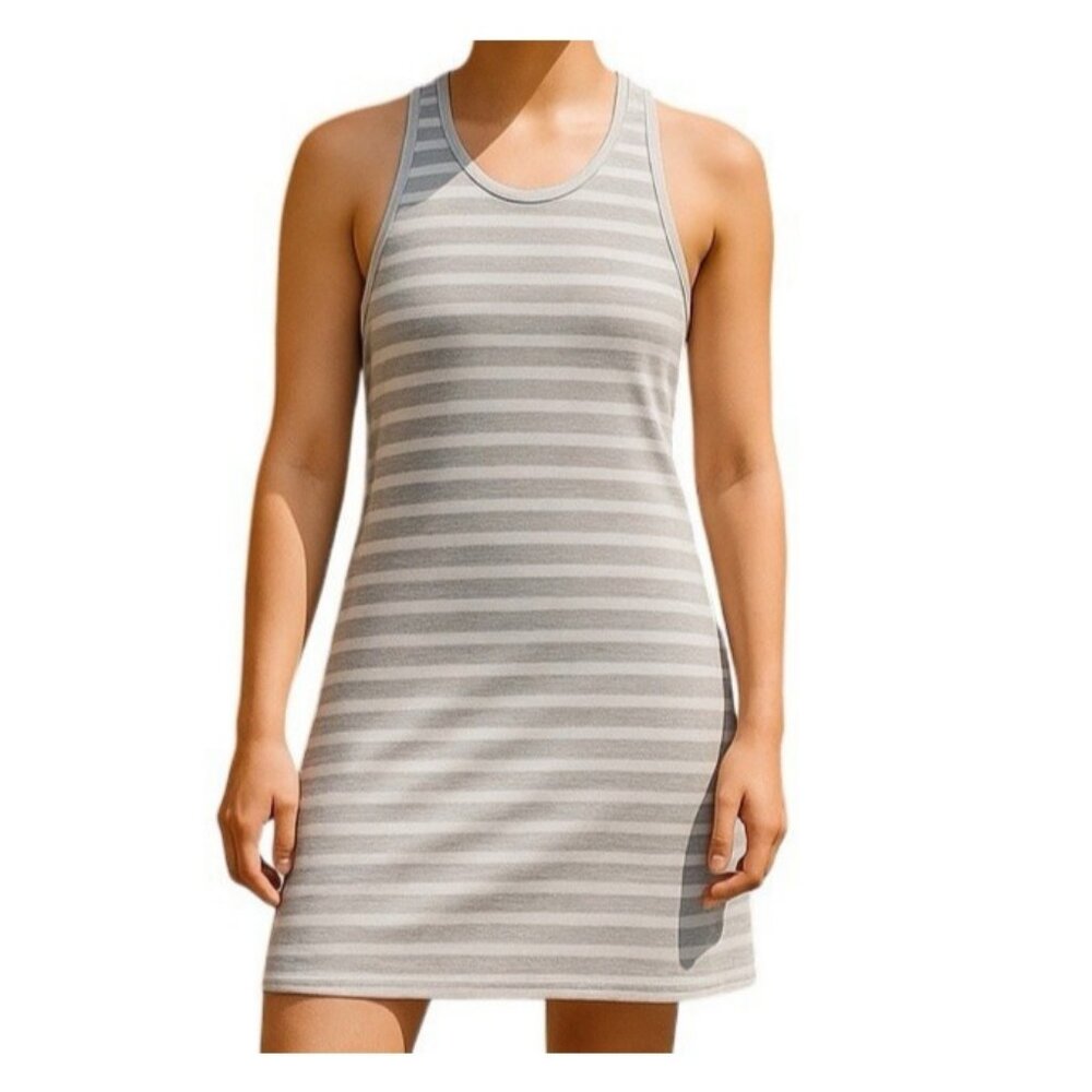 Old Navy Racerback Tank Dress Small Striped Gray 100% Cotton Classic Lightweight